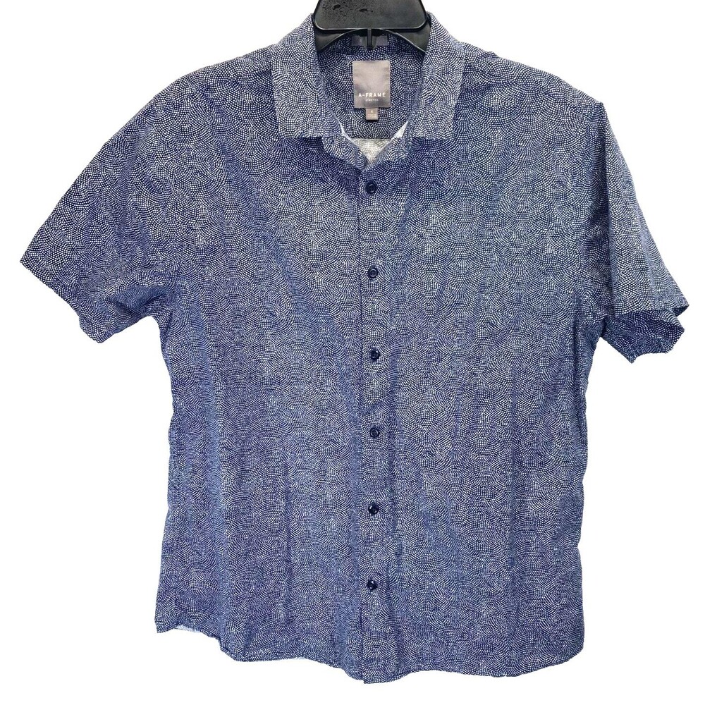 A-Frame Men's M Point Collar Shirt Regular Fit Stretch Button Up RN150466
